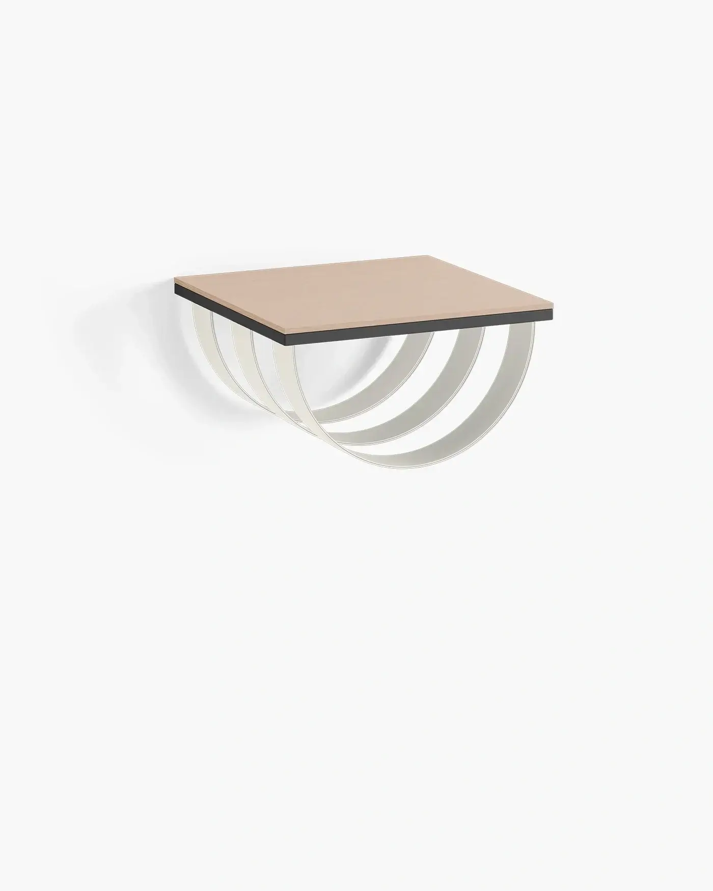 Wall shelf Lisa - Black - Oak Wood Top - Sand leather Straps