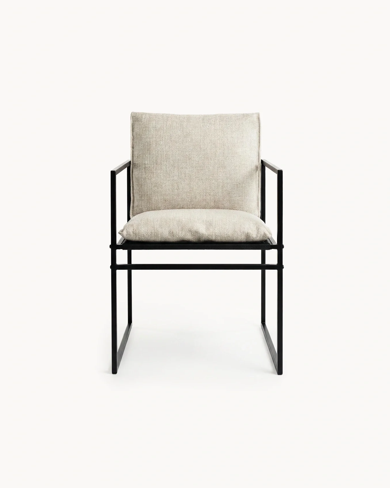 Garden Dining Chair Elsy – Black Frame – Oat - Image 4