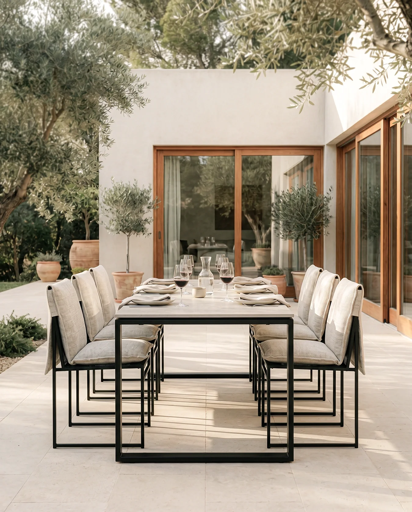 Garden Dining Chair Isa – Black Frame – Oat - Image 2