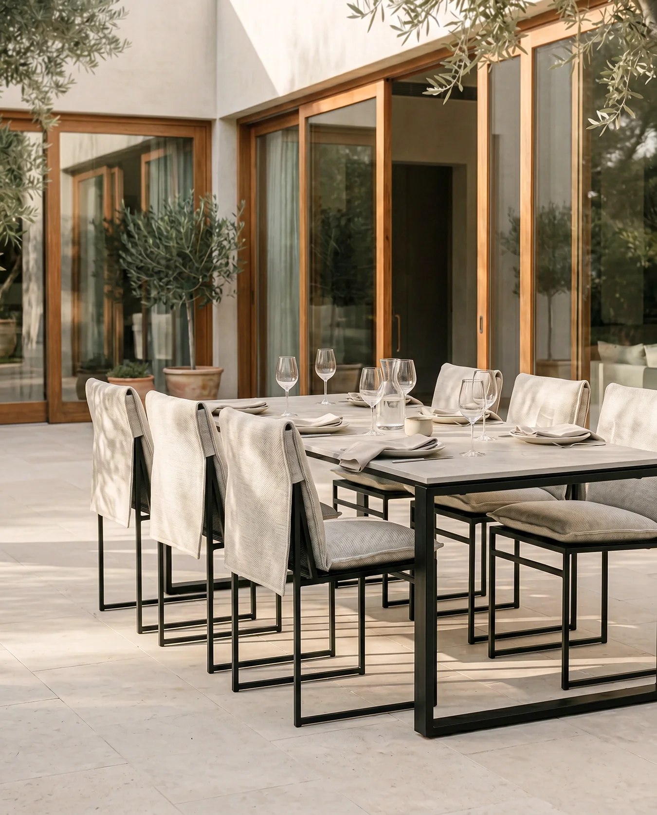 Garden Dining Chair Isa – Black Frame – Oat - Image 3