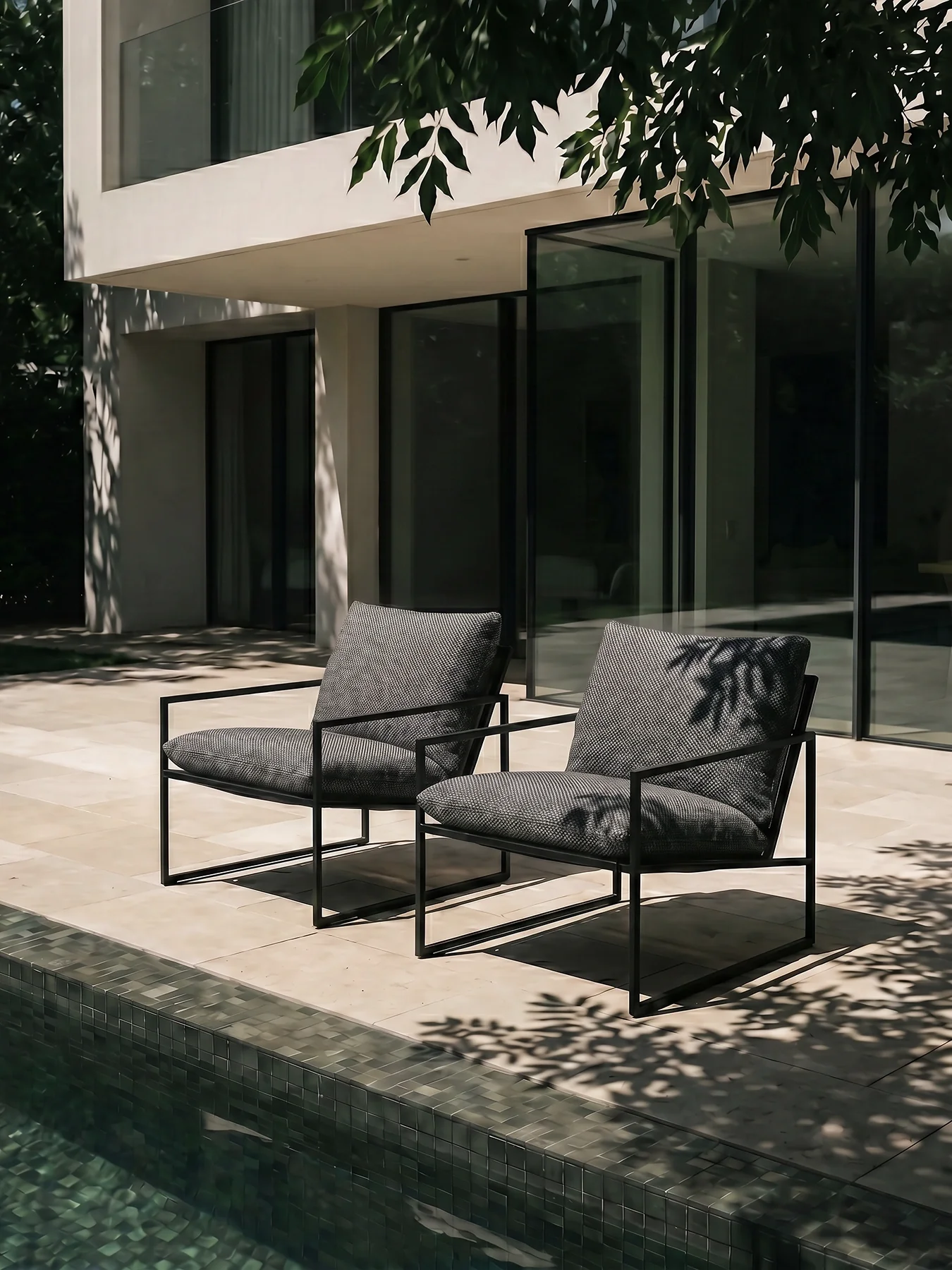 Outdoor lounge chair Kenny - Black Frame - Dusk Cushion - Image 2
