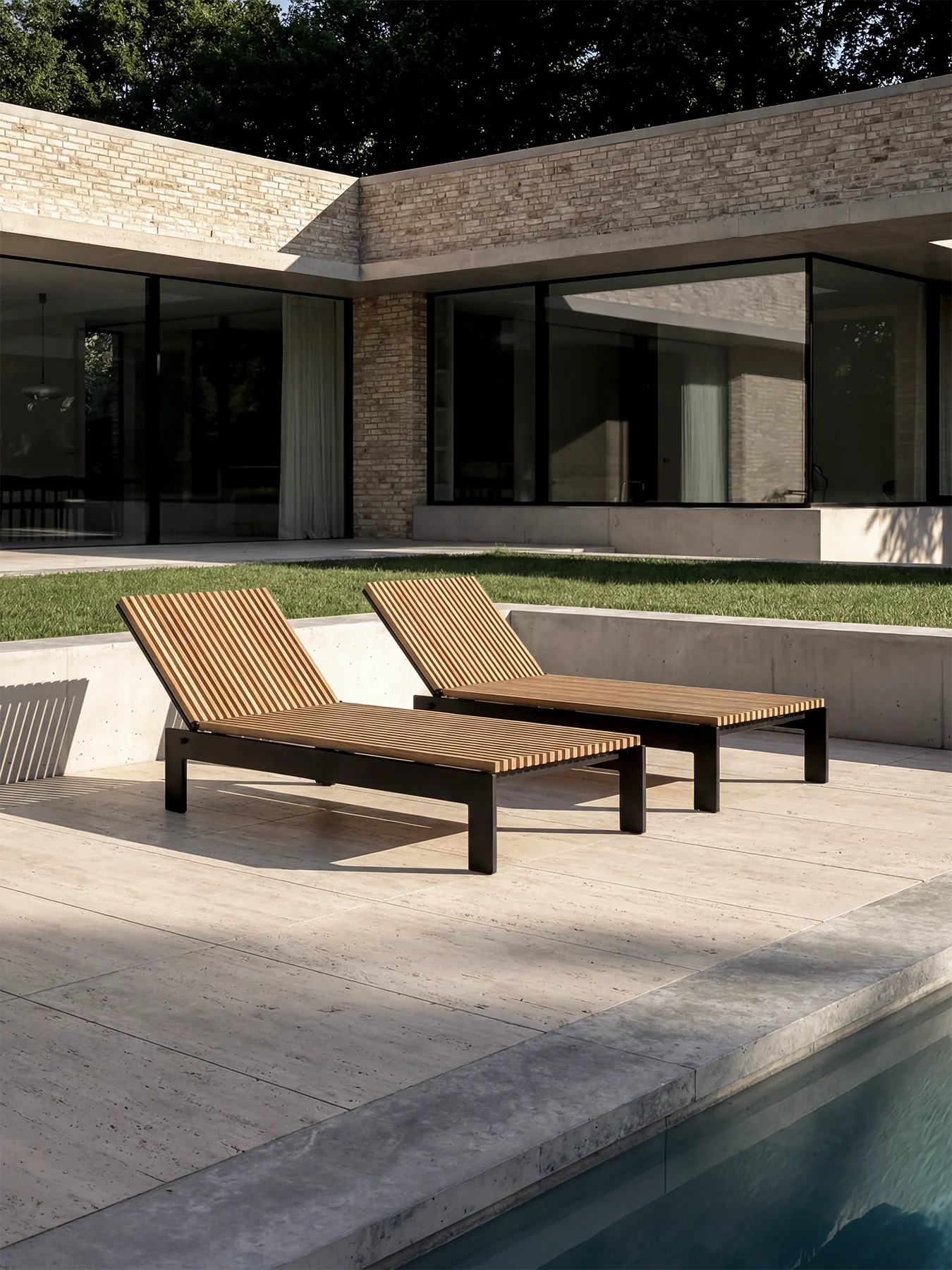Sun Lounger Bazo – Black Frame & Teak - Image 5