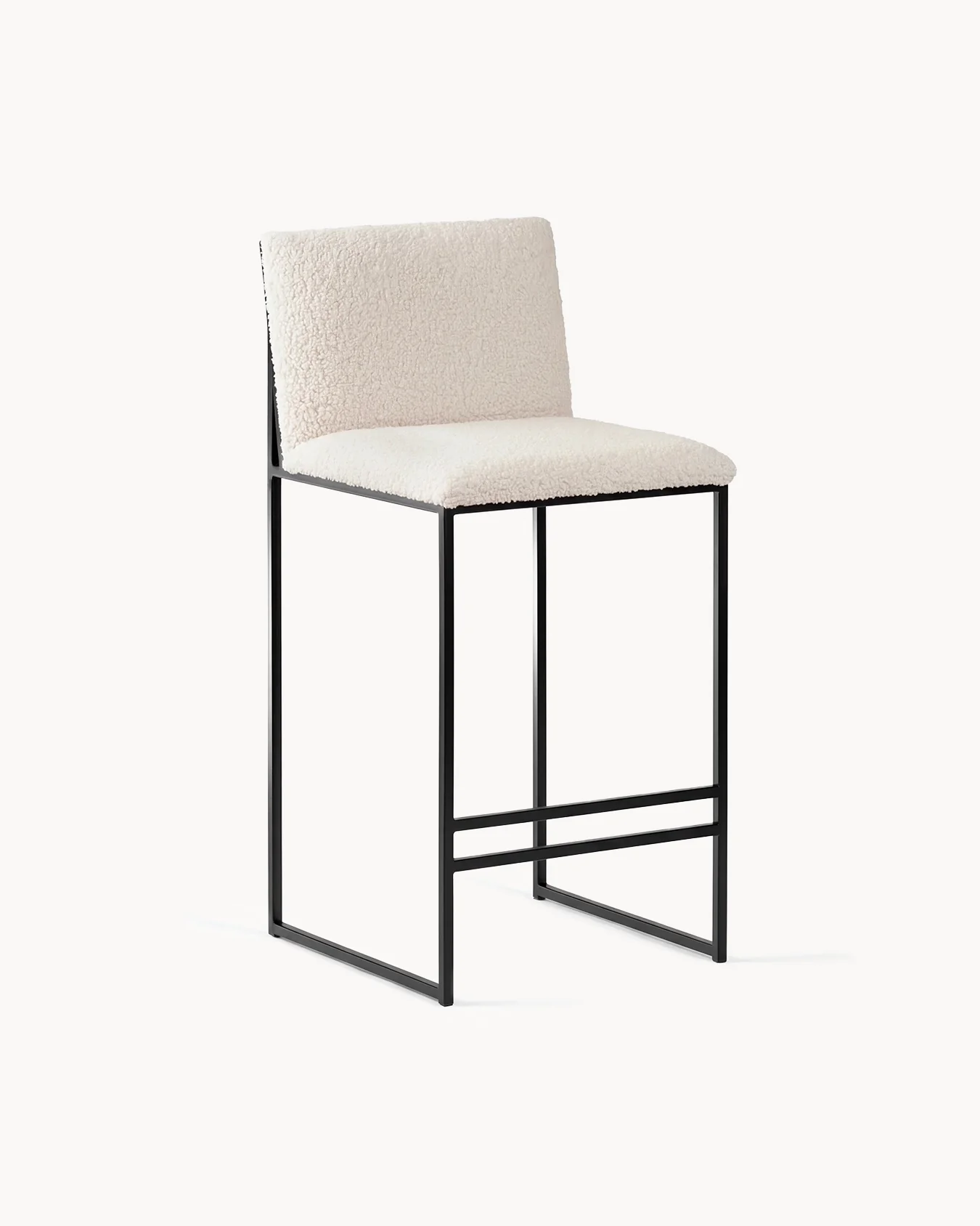 Bar Stool Philip – Black Frame – Ivory Bouclé Cushion