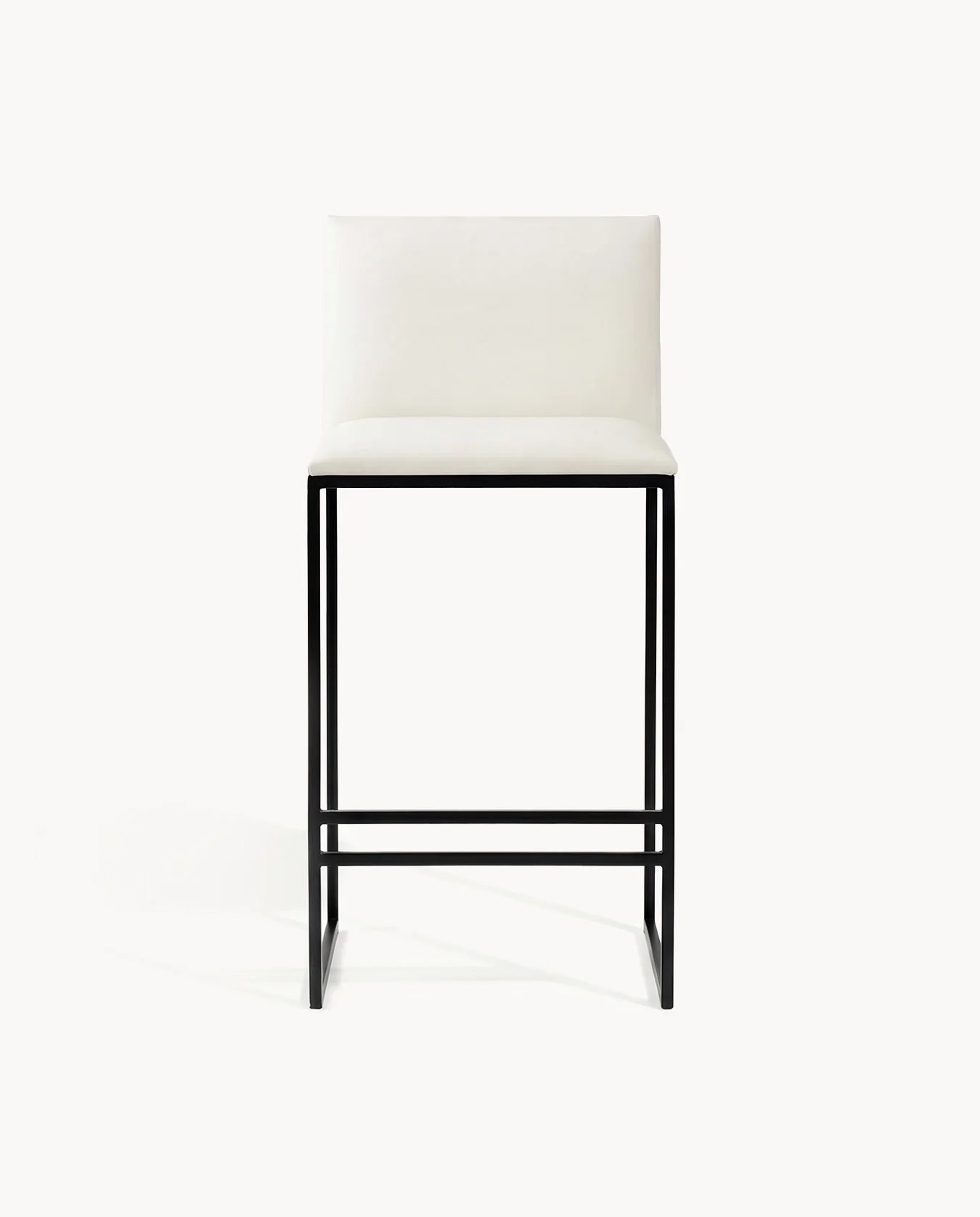 Bar Stool Philip – Black Frame – Ivory Leather Cushion - Image 4
