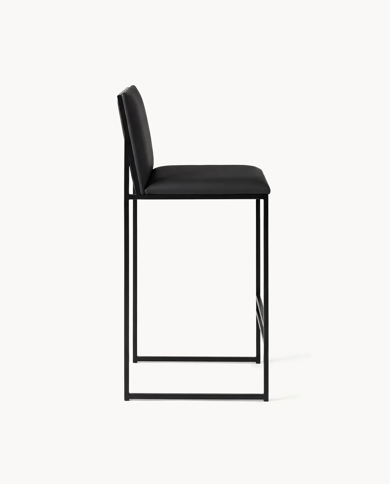 Bar Stool Philip – Black Frame – Jade Black Leather Cushion - Image 5
