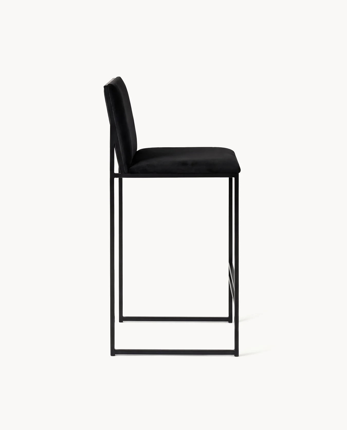 Bar Stool Philip – Black Steel Frame, Black Velvet Cushion - Image 5