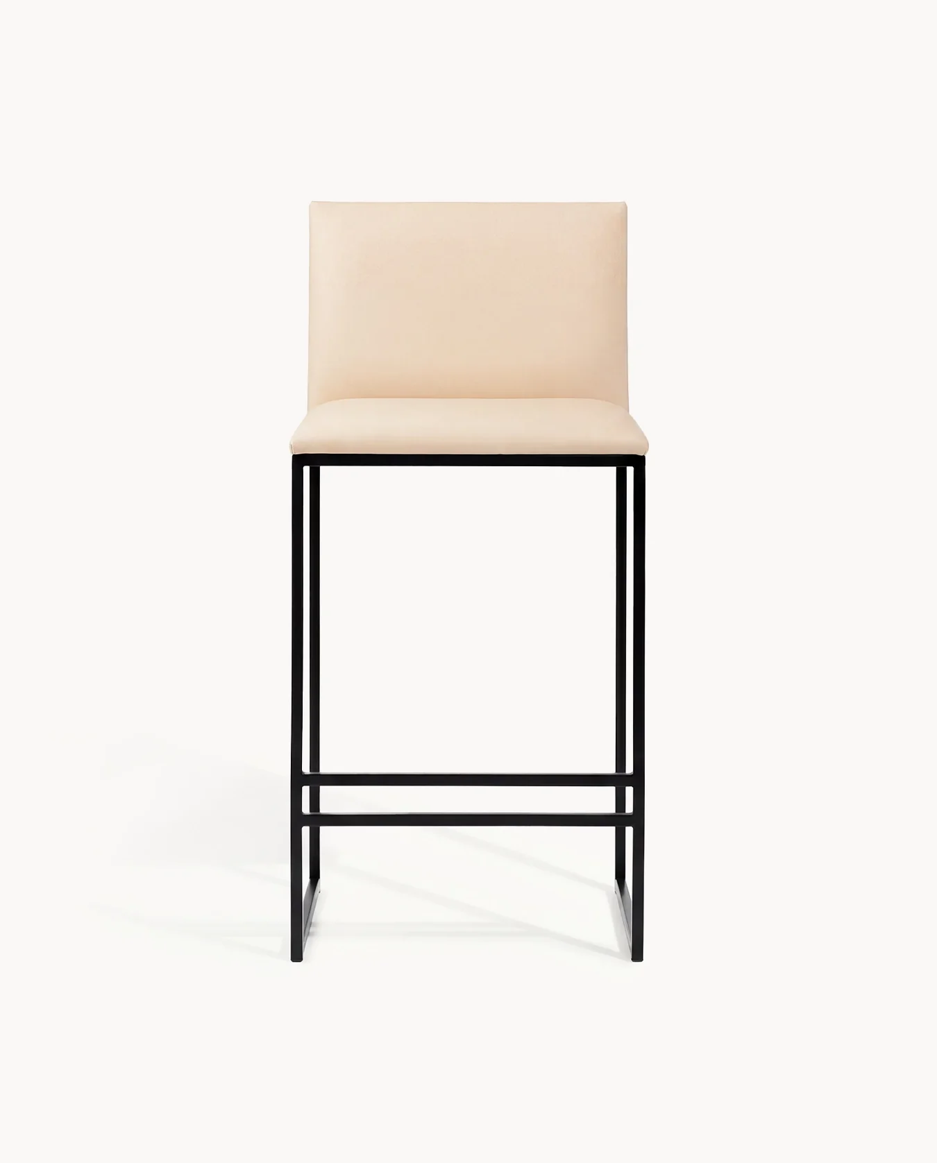 Bar Stool Philip – Black Frame – Sand Leather Cushion - Image 4