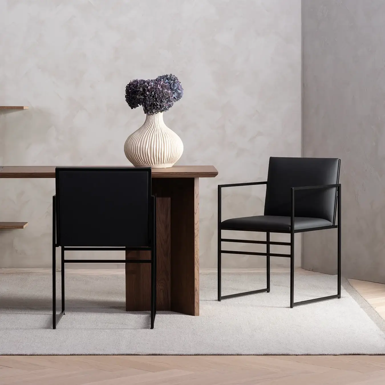 Dining chair Sella - Black Frame - Jade black leather - Image 3