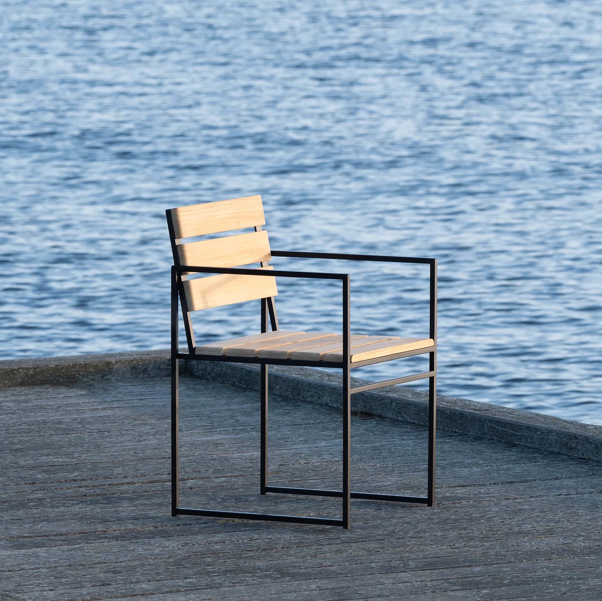 Garden Dining Chair Signe – Black Frame & Teak - Image 6