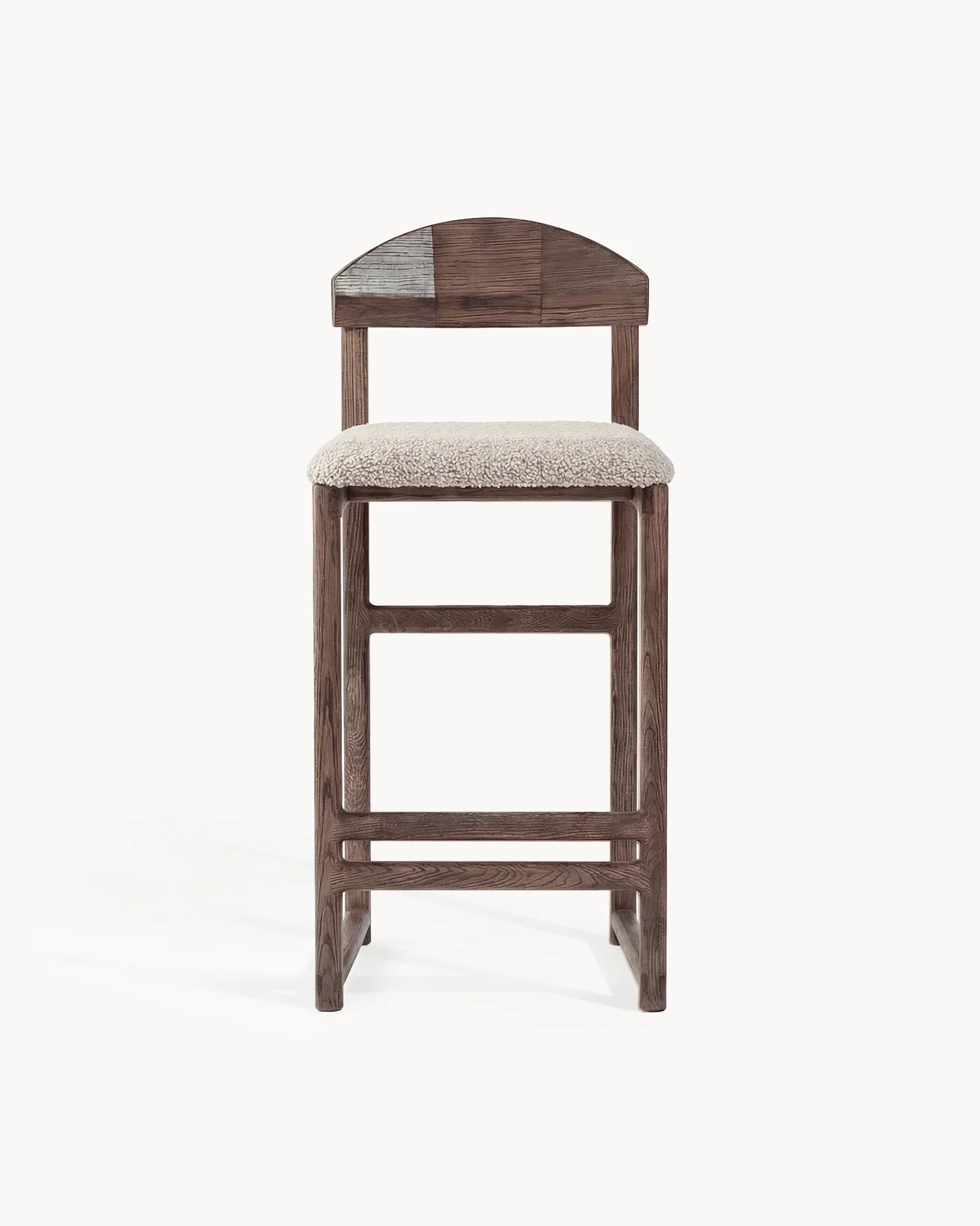 Oak Bar Stool Ted – Dark Oak – Greige Bouclé - Image 4