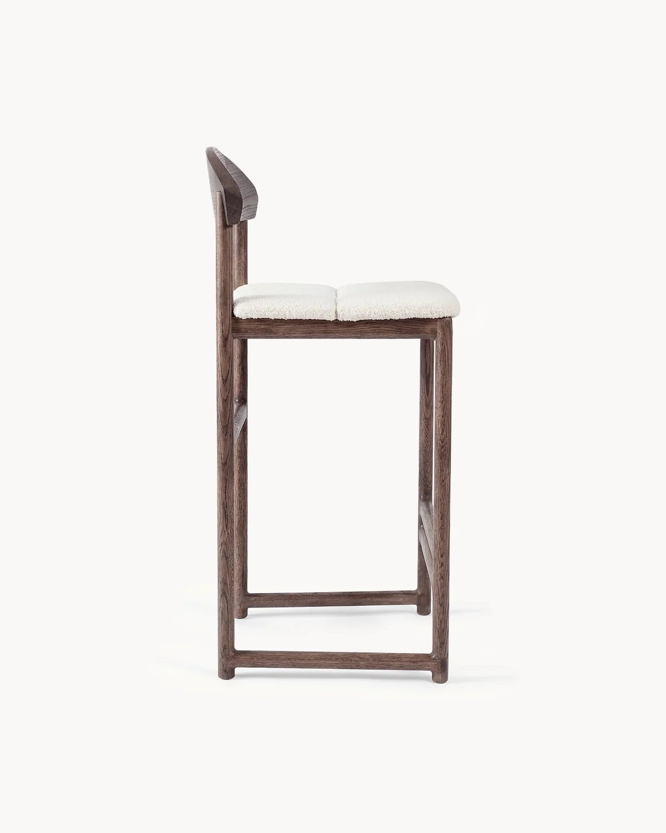 Oak Bar Stool Ted – Dark Oak – Ivory Bouclé - Image 5