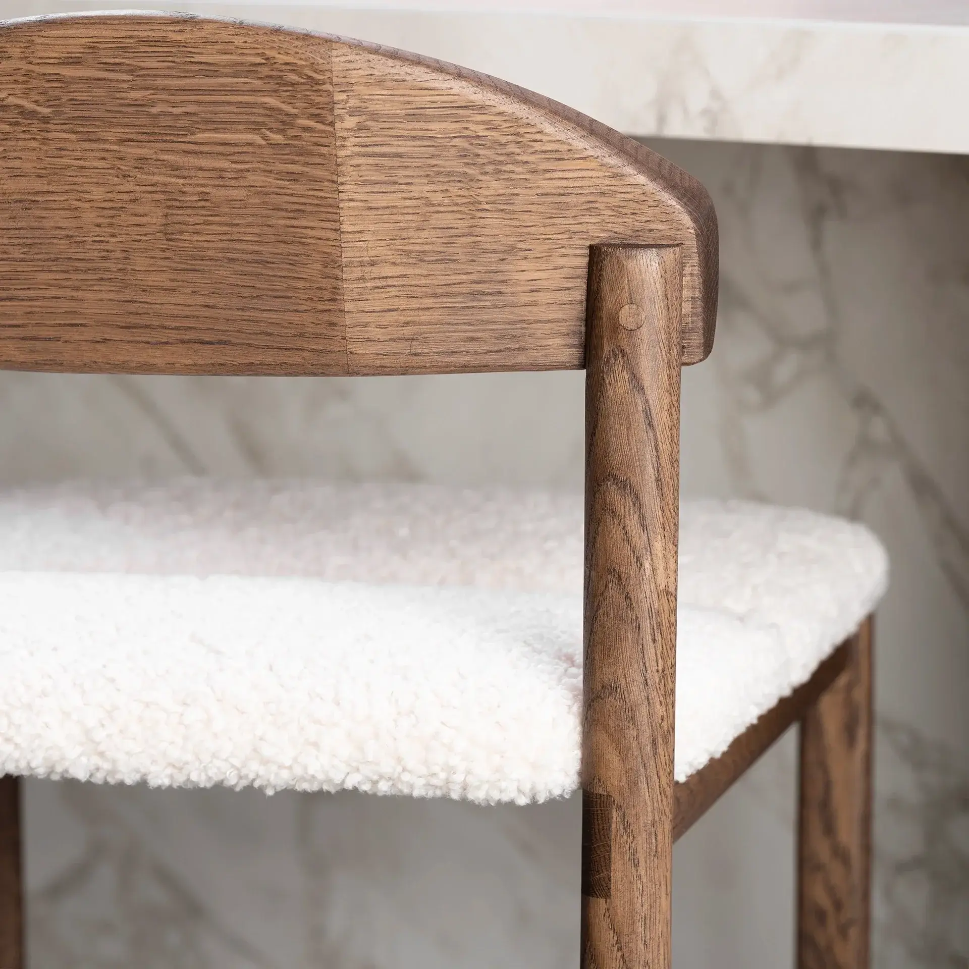 Oak Bar Stool Ted – Dark Oak – Ivory Bouclé - Image 6