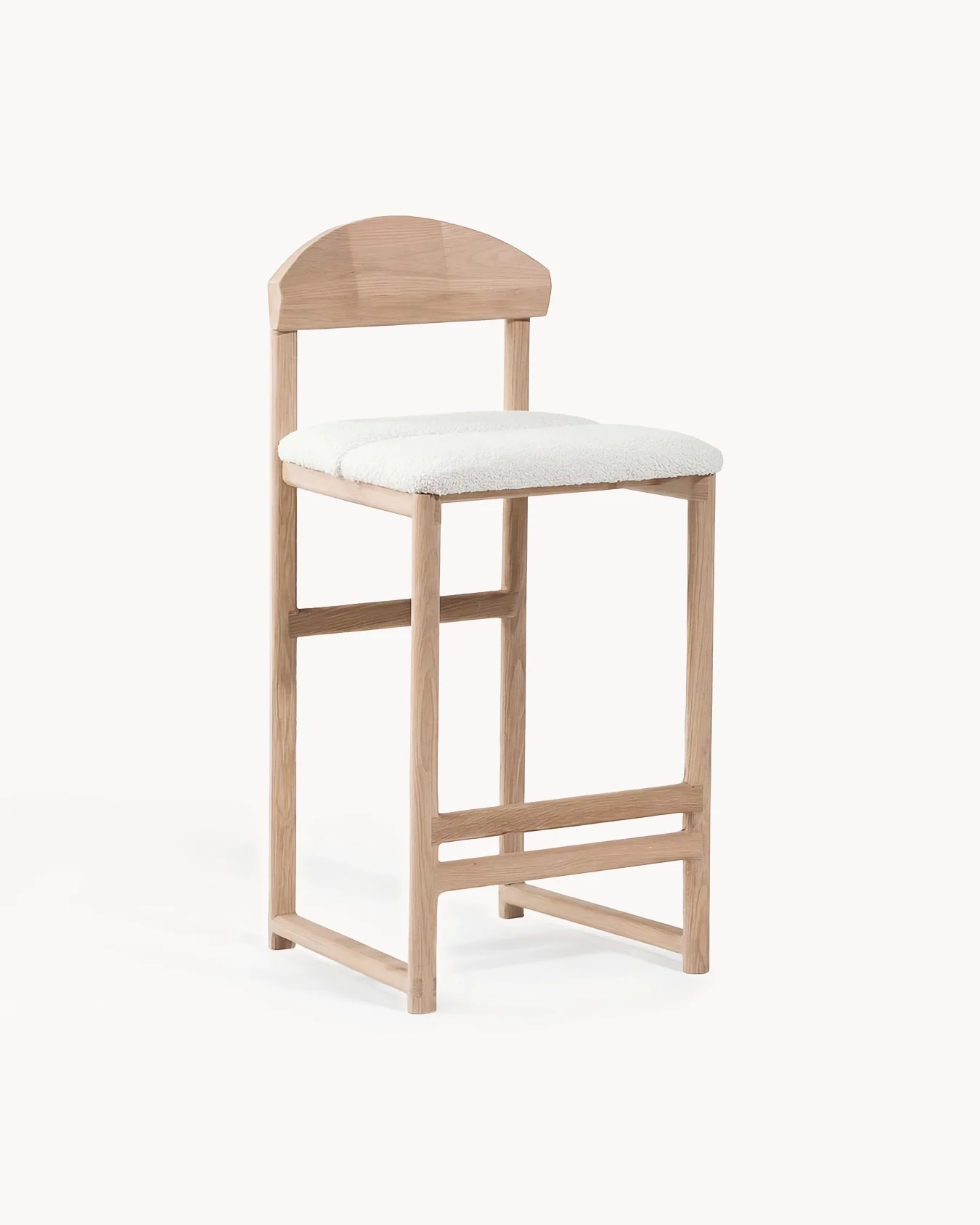 Oak Bar Stool Ted – Oak – Ivory Bouclé
