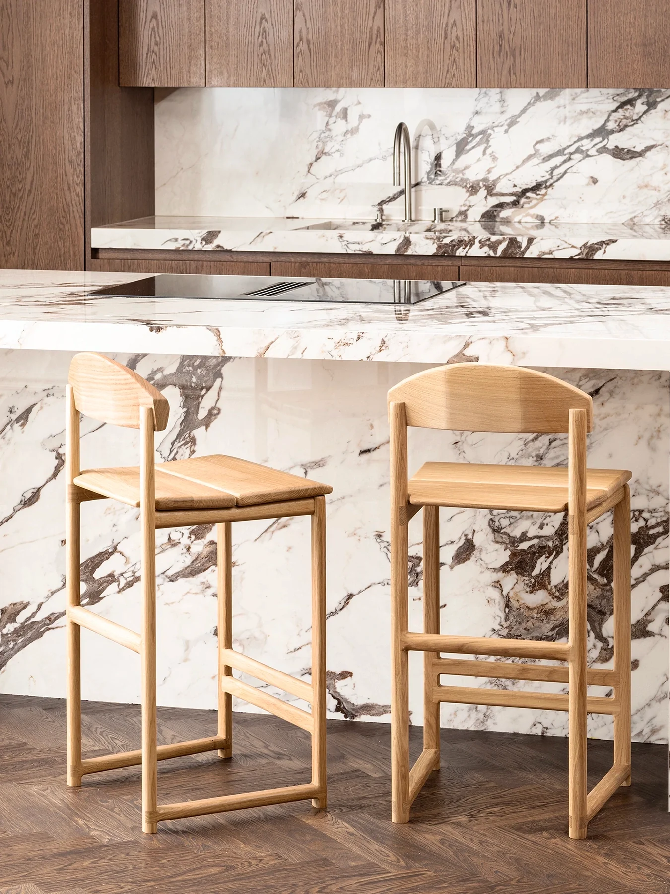 Oak Bar Stool Ted – Oak – Wood Seat - Image 3