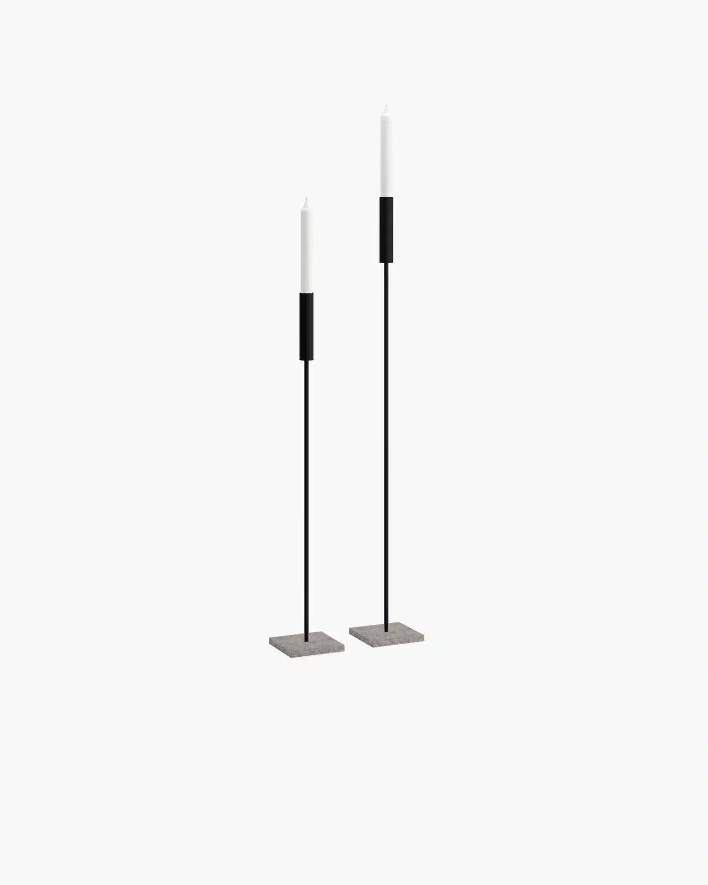 Candleholder Vera - 2 set - Black Frame - Turbin grey Stone