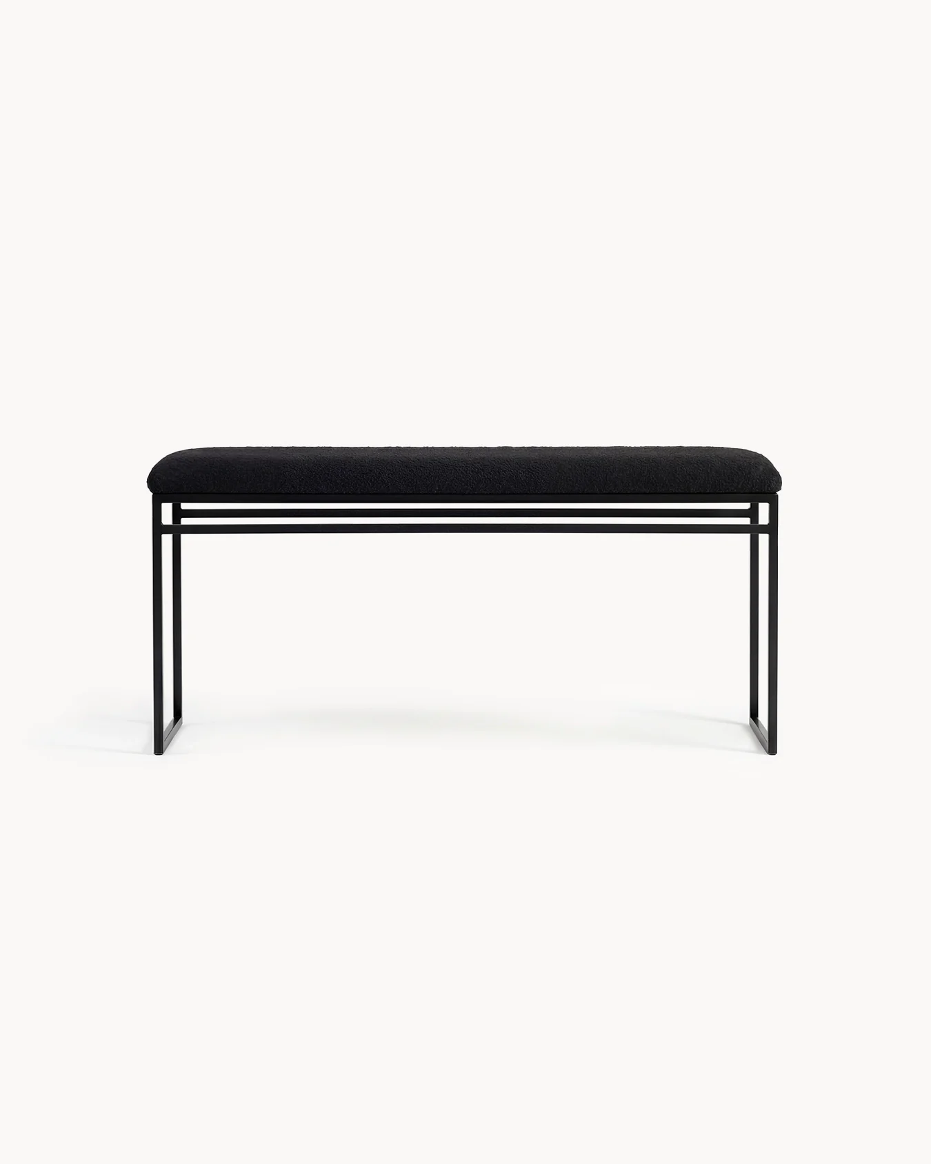 Bench Wilma - Black Frame - Black bouclé Cushion - Image 4