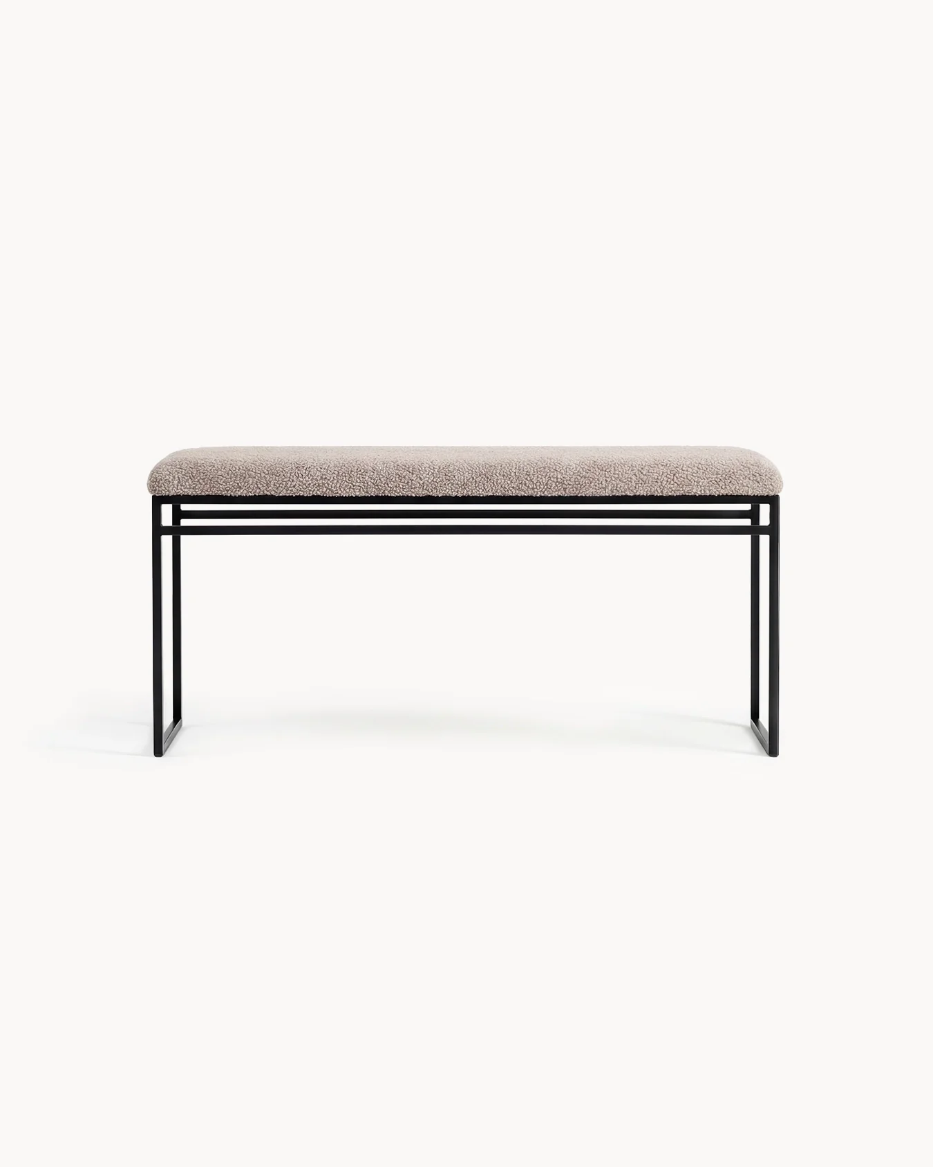 Bench Wilma - Black Frame - Greige bouclé Cushion - Image 4