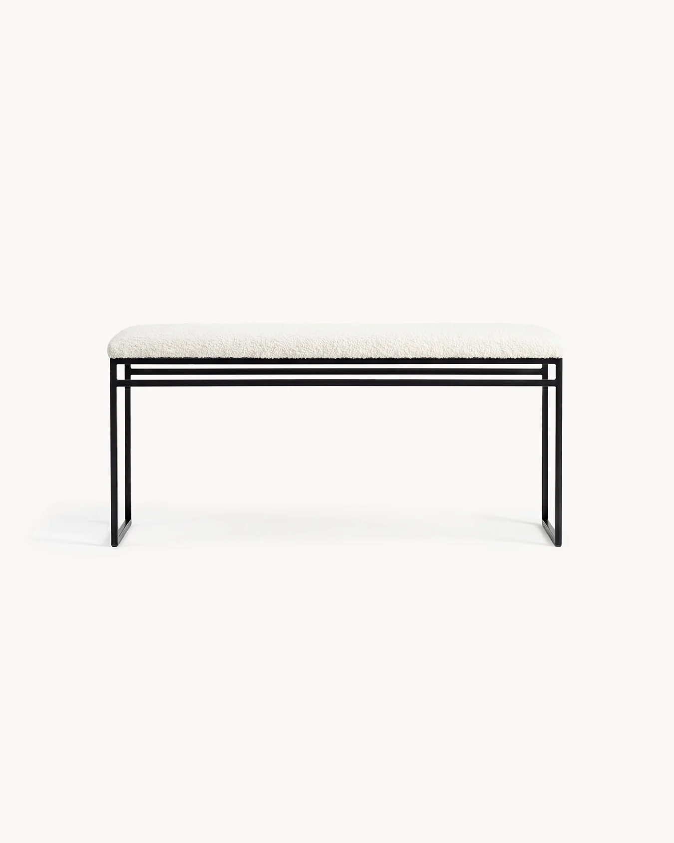 Bench Wilma - Black Frame - Ivory bouclé Cushion - Image 4